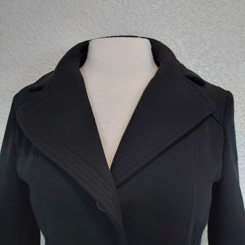 Kenneth Cole Black Button Pea Coat Size Small - Picture 3 of 13